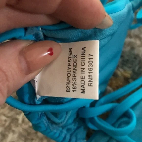 Princess Polly Tayla Blue Triangle Halter Bikini 4 - Picture 3 of 8